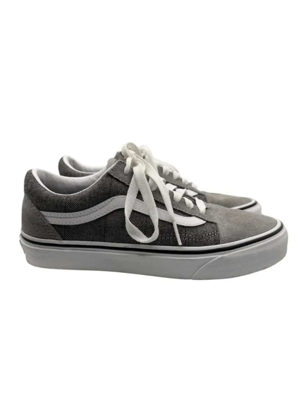 Vans Unisex Low Top Old Skool Gray White Suede Canvas Lace Up Sneakers‎ (5)